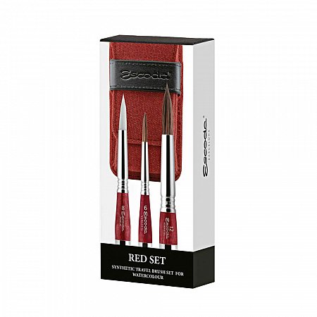 Escoda Synthetic Travel Brushes - Red Set