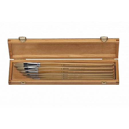 Escoda wooden set 4700 with 6 Clasico Bristle Brushes