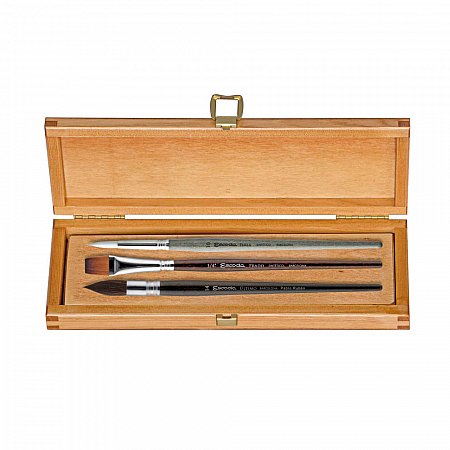Escoda Wooden Case with 3 Watercolour brushes 1322-1430-1530 Special Edition