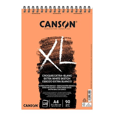 Canson XL Extra Blanc, 90g 120 sheets spiral - A4