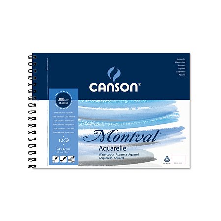 Montval pad 300g grain fin 12 sheets spiral - 24x32cm