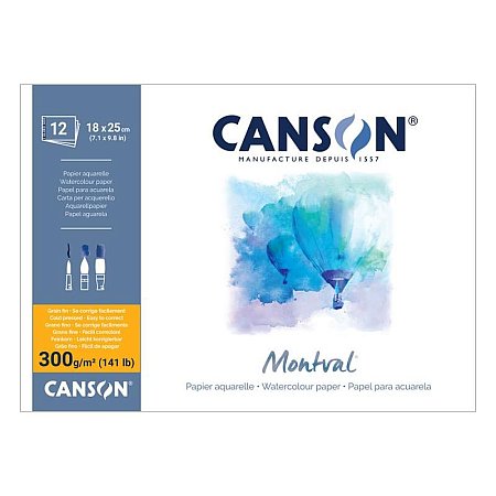 Montval pad 300g grain fin 12 sheets glued - 24x32cm