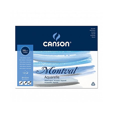 Montval pad 300g grain fin 12 sheets glued - 24x32cm