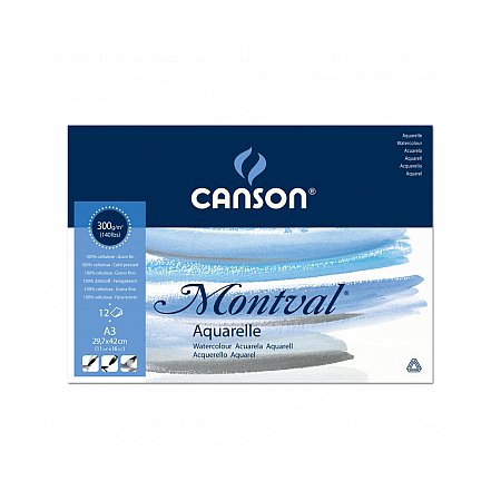 Montval pad 300g grain fin 12 sheets glued - 30x42cm A3