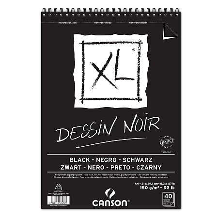 Canson XL Dessin Noir, 150g 40 sheets spiral - A4