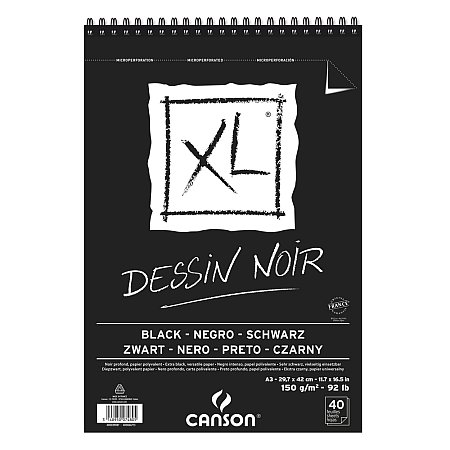 Canson XL Dessin Noir, 150g 40 sheets spiral - A3