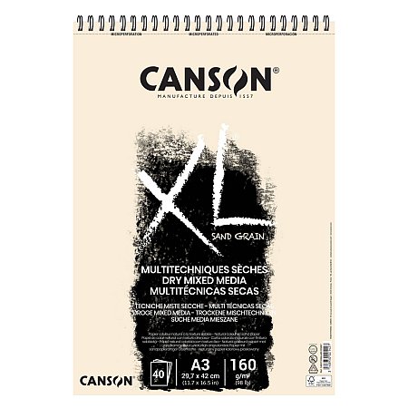 Canson XL Dry Mixed Media Sand Grain 40 Sheets 160g - A3 Natural