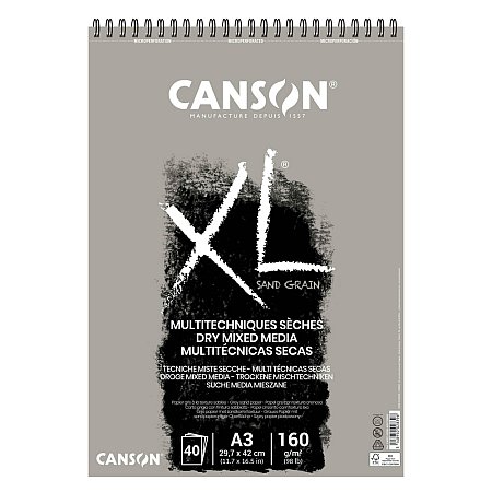 Canson XL Dry Mixed Media Sand Grain 40 Sheets 160g - A3 Grey