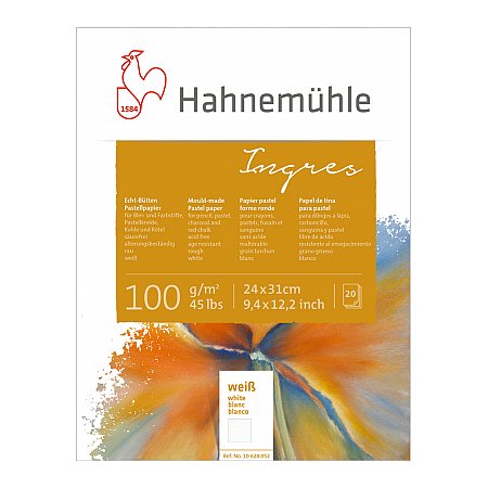 Hahnemuhle Mould-made Ingres, pad 20 sheets, white - 24x31cm
