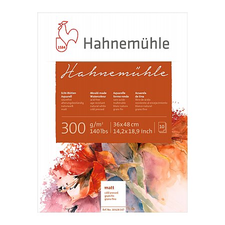 Hahnemuhle, block 300g,10 ark, matt (grain fin) - 36x48cm