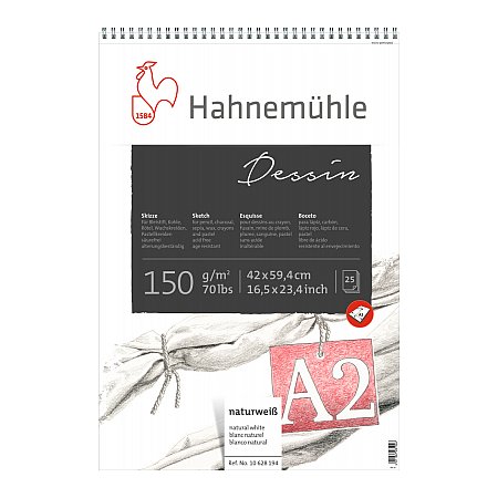 Hahnemuhle, Sketch Dessin, Block 150g, spiral, 25 ark - A2