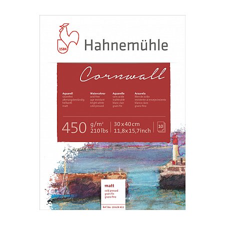 Hahnemuhle Cornwall, block 450g,10 ark, matt (grain fin) - 30x40cm