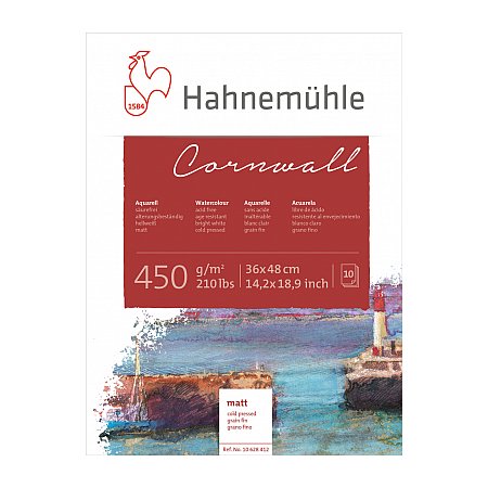 Hahnemuhle Cornwall, block 450g,10 ark, matt (grain fin) - 36x48cm