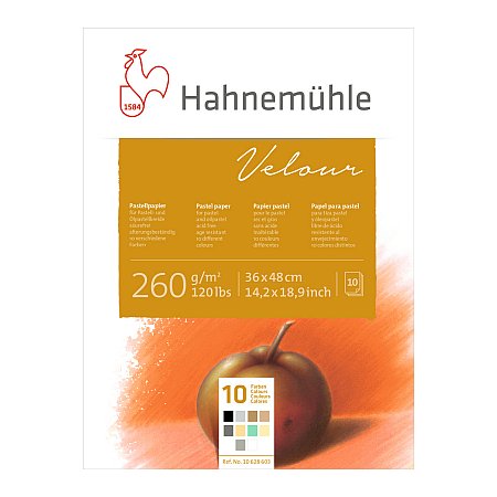 Hahnemuhle, pastellblock Velour, 10 färger 260g 10ark - 36x48cm