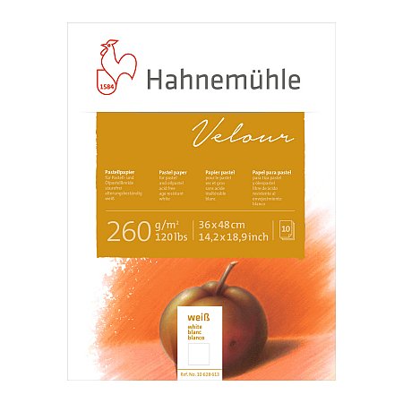 Hahnemuhle, pastellblock, Velour,  vita 260g 10ark - 36x48cm
