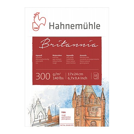 Hahnemuhle Britannia, block 300g,12 ark, rough - 17x24cm