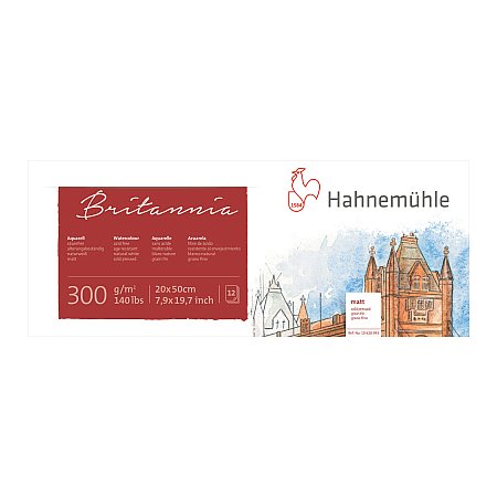 Hahnemuhle Britannia, block 300g,12 ark, rough - 20x50cm