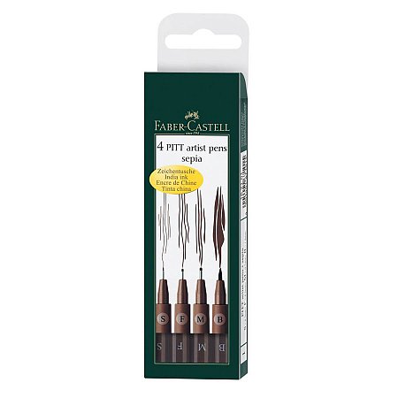 India ink Pitt Artist Pen 4-set (S, F, M, B) - Sepia