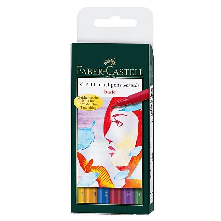 India ink PITT artist pen Brush tip,  6-set Basic