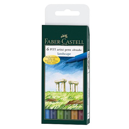 India ink PITT artist pen Brush tip,  6-set Landscape