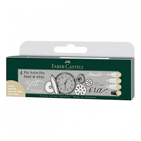 Ritpennset Faber-Castell PITT Artist Black & White 4 pennor