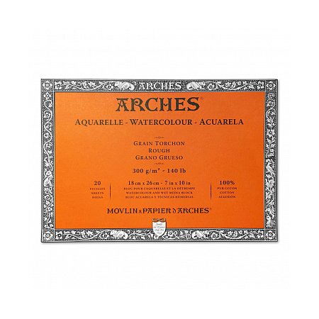 Arches Aquarelle, block 300g, 20 ark, Grain Torchon - 18x26cm