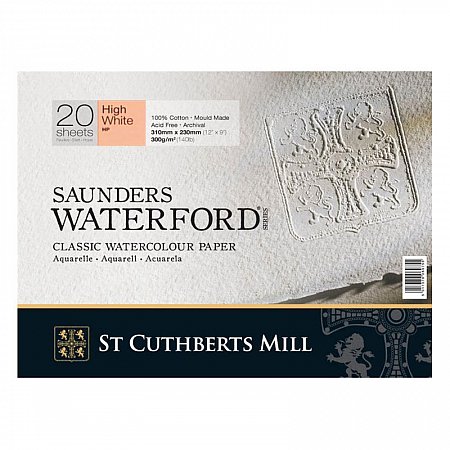 Saunders Waterford H-White block 20 sheets 300g HP (Hot Pr) - 31x23cm