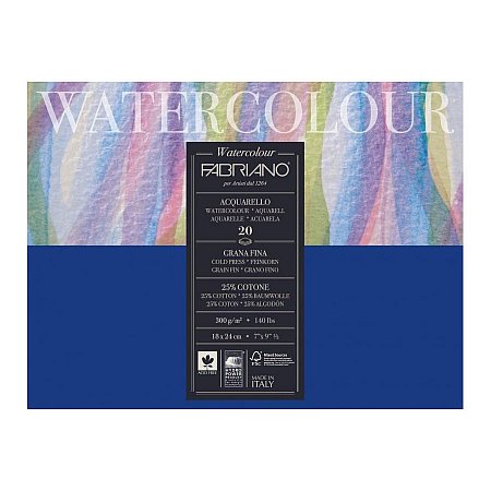 Fabriano Watercolour 300g grana fina (CP) 20 ark 24x32cm