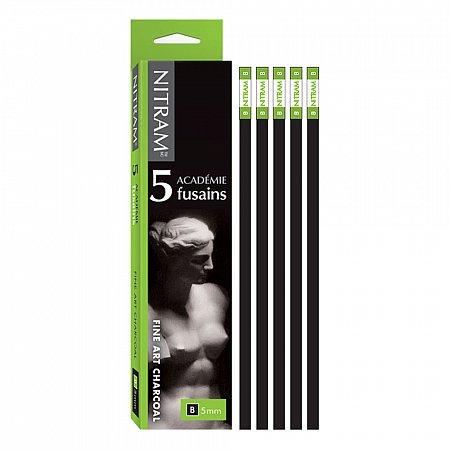 Nitram Academie Fusains Charcoal, 5st /ask - B (soft)