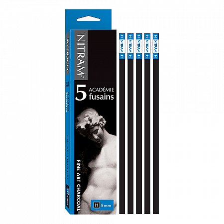 Nitram Academie Fusains Charcoal, 5st /ask - H (hard)