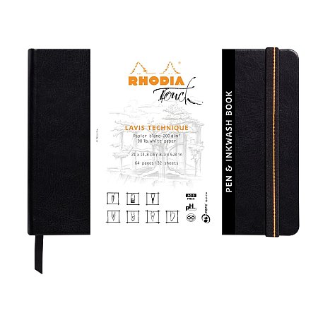 Rhodia Pen & ink wash hard cover 32 Sheets blank 200g - A5