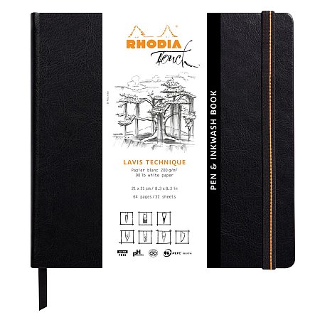 Rhodia Pen & ink wash hard cover 32 Sheets blank 200g - 21x21cm